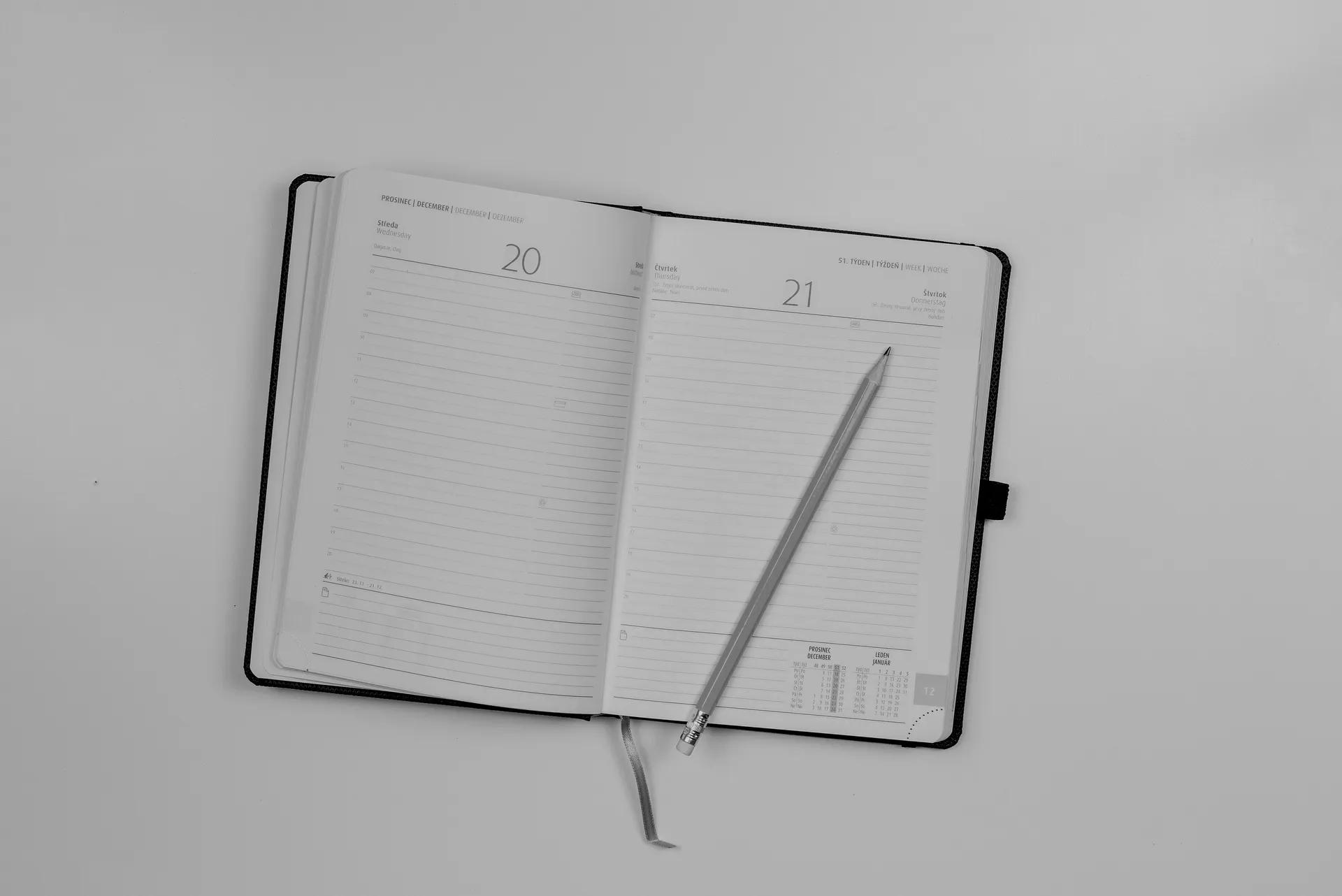 diary with pencil